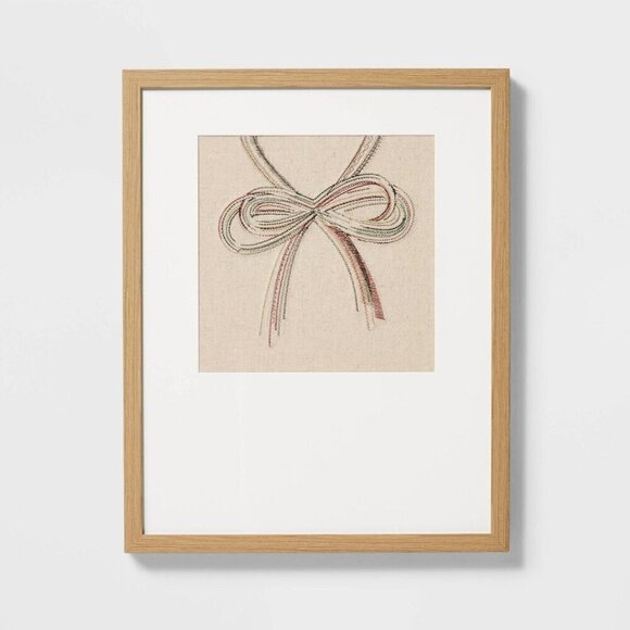 Threshold Studio McGee 16x20 Criss Cross Bow Embroidered Framed Wall Art 2023 - Picture 1 of 6